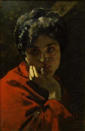 Domenico Morelli Ritratto di donna in rosso china oil painting image